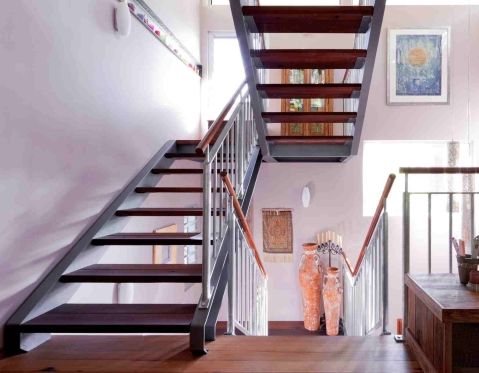 Steel stairs and recycled timber